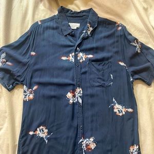 Short sleeve button up flower print